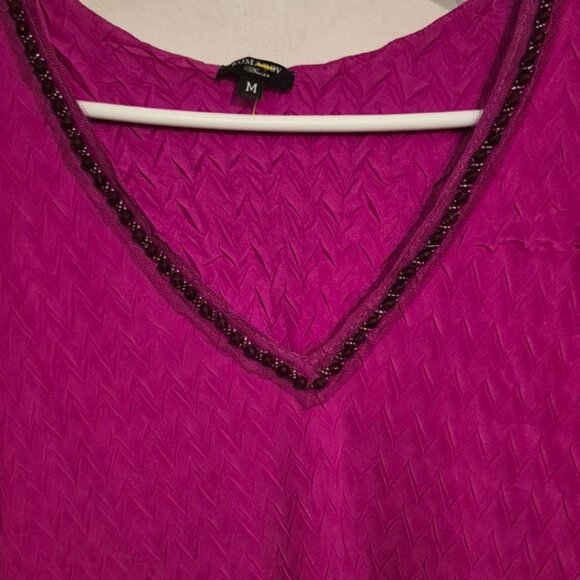 KOMAROV Magenta Ombre Dress Tiered Chiffon Sz. MED NWT - Picture 4 of 9